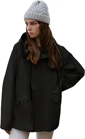 L-Rain Hard Shell Rain Jacket with Hood for Women – Lightweight Outdoor Waterproof and Windbreaker Rain Coat-White-M, Medium