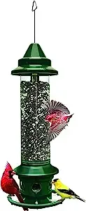 Squirrel Buster Plus Squirrel-proof Bird Feeder w/Cardinal Ring and 6 Feeding Ports, 5.1-pound Seed Capacity, Adjustable, Pole-mountable (POLE ADAPTOR SOLD SEPARATELY), Green