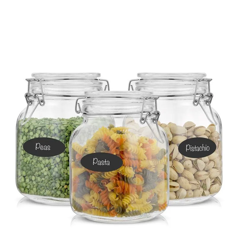 JoyJolt - Airtight Glass Jars Storage Cannister, Set of 3, 32 oz.