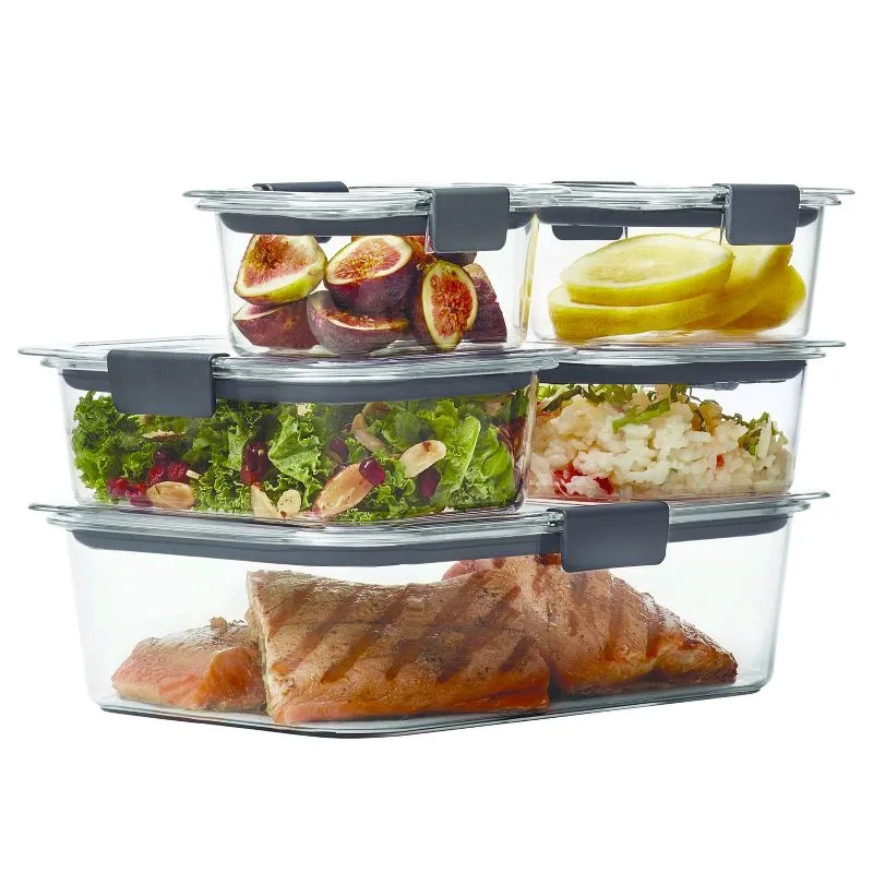 Rubbermaid - 10pc Brilliance Leak Proof Food Storage Containers, Airtight, Microwave & Freezer Safe