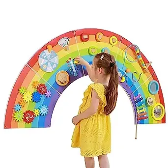 SPARK & WOW Rainbow Activity Wall Panels | Ages 18m+ | Montessori Sensory Wall Toy | 10 Activities | Busy Board | Toddler Room Decor $110.70