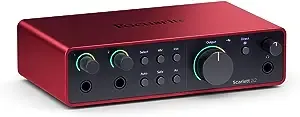 Focusrite Scarlett 2i2 4th Gen USB Audio Interface for Recording, Songwriting, Streaming and Podcasting — High-Fidelity, Studio Quality Recording, and All the Software You Need to Record