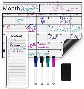 12"x17" Amazon Basics Magnetic Dry Erase Whiteboard Calendar w/ Markers & Eraser