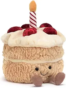 Jellycat - Amuseables Birthday Cake Stuffed Toy, 6 inches, Dessert Plush, Birthday Gift