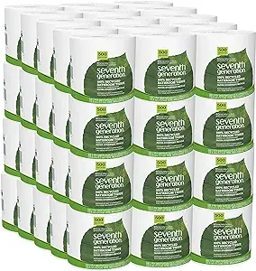 Seventh Generation White Toilet Paper 2-ply 100% Recycled Paper, 500 sheets, Pack of 60