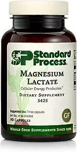 Standard Process Magnesium Lactate - Supplement for Cell Energy, Muscle & Bone Support - Heart & Nervous System Support - Bioavailable & Absorbable Form of Magnesium - 90 Capsules