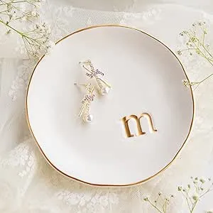 Ceramic Jewelry Tray with Initial