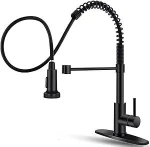 OWOFAN Black Kitchen Faucet with Pull Down Sprayer Stainless Steel Single Handle Pull Out Spring Sink Faucets 1 Hole Or 3 Hole .