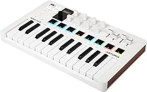 Arturia MiniLab 3 - Universal MIDI Controller for Music Production, with All-in-One Software Package - 25 Keys, 8 Multi-Color Pads - White