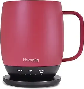 Nextmug – Temperature-Controlled, Self-Heating Coffee Mug (Dusty Rose – 14 oz.)