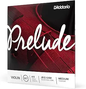 DAddario Prelude Violin String Set, 4/4 Scale Medium Tension – Solid Steel Core, Warm Tone, Economical and Durable – Educator.