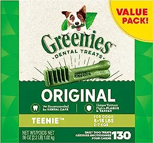 Greenies Original Teenie Natural Dental Care Dog Treats, 36 oz. Pack (130 Treats)