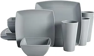 16-Piece Gibson Home Soho Grayson Square Melamine Plastic Dinnerware Set (Grey) $17.49 + Free Shipping w/ Prime or on $35+