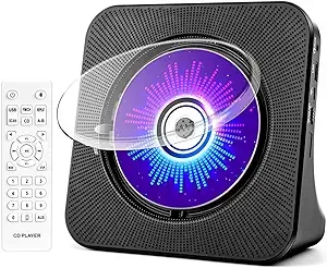 Desktop CD Player with Speakers, ROADOM CD Players for Home, Portable CD Player with Bluetooth Hi-Fi Stereo Sound,Remote Control,Supports CD/Bluetooth/FM Radio/U Disk/AUX/Timer/Repeat,Black
