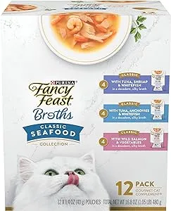 12-Pack 1.4-Oz Purina Fancy Feast Lickable Cat Food Broth Collection (Variety Pack) $8.69 w/ S&S + Free Shipping w/ Prime or on $35+
