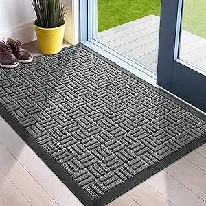 Mibao Heavy Duty Durable Welcome Front Door Mat (29.5" x 17", Grey)