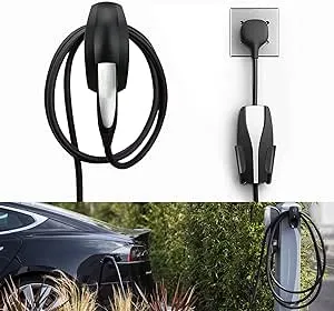 SEVEN SPARTA Charging Cable Holder with Chassis Bracket Compatible with Tesla Model 3 Model Y Model X Model S Charger Cable Organizer Car Accessories Wall Connector, Patent Approved (Black)