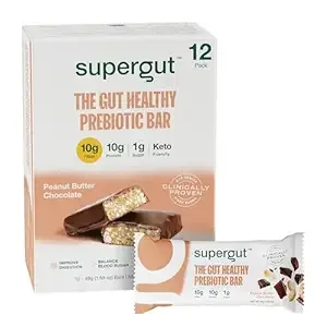 Supergut - GLP-1 Boosting Prebiotic Bars, Peanut Butter Chocolate, 12 Count, Keto-Friendly