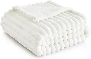 Bedsure White Throw Blanket for Couch - GentleSoft Cozy Soft Blankets for Women, Cute Small Fleece Throws for Girls, Birthday Gifts for Women Mom, Fathers Day Decor Gifts, Off White, 50x60 Inches