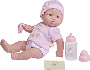 JC Toys - La Newborn Nursery | 7 Piece Baby Doll Gift Set | 12" Life-Like Baby Doll with Accessories | Pink | Ages 2+ (18344) $11.1 at Amazon