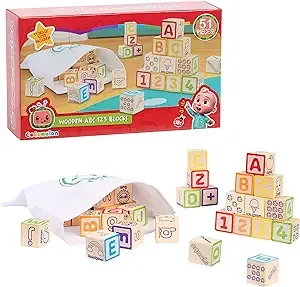 CoComelon 51-Piece Classic ABC Wooden Block Set, Preschool Building Toys, Learning and Education, Officially Licensed Kids Toys for Ages 18 Month, Amazon Exclusive $5.02