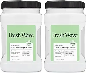 Fresh Wave Odor Removing Gel Refill, 63 oz., Pack of 2 - Safer Odor Absorbers for Home, Natural Plant-Based Odor Eliminator, Every 15 oz. lasts 30-60 Days, For Cooking, Trash & Pets