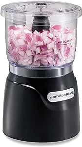 Hamilton Beach Electric Vegetable Chopper & Mini Food Processor, 3-Cup, 350 Watts, for Dicing, Mincing, and Puree, Black (72850)