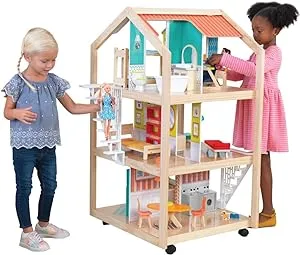KidKraft So Stylish Mansion 360-Play Dollhouse with Wheeled Base