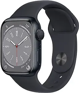 Apple Watch Series 8 (GPS, 41MM) - Midnight Aluminum Case with Midnight Sport Band S/M (Renewed…