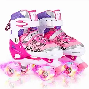 Sulifeel Rainbow Unicorn Adjustable Light up Roller Skates