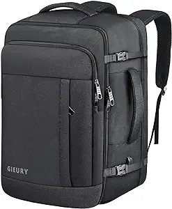 Carry On - 50L Travel Backpack, TSA Flight Approved, for Men & Women, Black