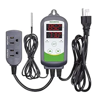 Inkbird ITC-308 Digital Temperature Controller 2-Stage Outlet Thermostat Heating and Cooling Mode Carboy Homebrew Fermenter Greenhouse Terrarium 110V 10A