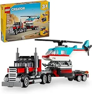 Lego Creator 3 in 1 Flatbed Truck with Helicopter Toy