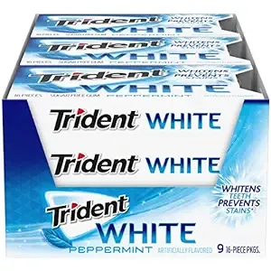 144-Count (9pk x 16ct) Trident White Sugar Free Gum (Peppermint)