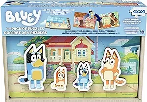 24-Piece Bluey Wooden Puzzle 4-Pack w/ Interchangeable Pieces $9.30 + Free Shipping w/ Prime or on $35+