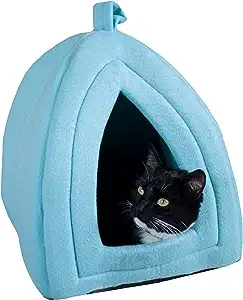 PETMAKER - Cat House, Indoor Bed with Removable Foam Cushion, for Puppies, Rabbits, Guinea Pigs, Hedgehogs, Blue