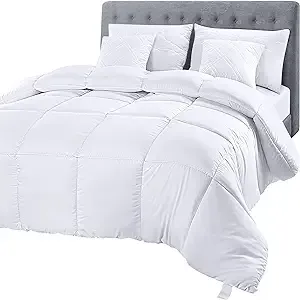 Utopia Bedding Comforter Duvet Insert, Quilted Comforter with Corner Tabs, Box Stitched Down Alternative Comforters King Size (White)