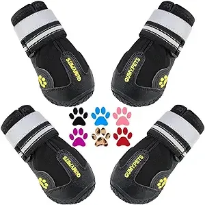 QUMY Dog Shoes for Large Dogs, Medium Dog Boots & Paw Protectors for Winter Snowy Day