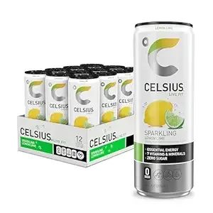 CELSIUS Sparkling Lemon Lime, Functional Energy Drink, 12 Fl Oz (Pack of 12)