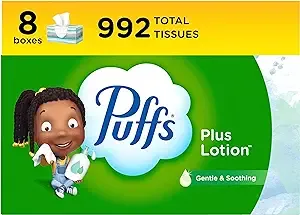8-Pack 124-Ct Puffs Plus Lotion Facial Tissue Boxes