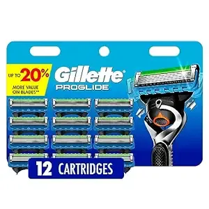 Gillette ProGlide Razor Refills for Men, 12 Razor Blade Refills