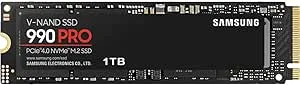 SAMSUNG 990 PRO SSD 1TB PCIe 4.0 M.2 2280 Internal Solid State Hard Drive, Seq. Read Speeds Up to 7,450 MB/s for High End Computing, Gaming, and Heavy Duty Workstations, MZ-V9P1T0B/AM