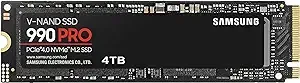 SAMSUNG 990 PRO SSD 4TB PCIe 4.0 M.2 2280 Internal Solid State Hard Drive $279.99