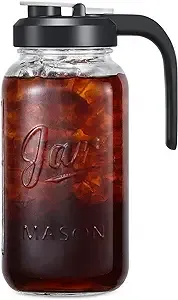 AOZITA 64 oz Glass Pitcher with Lid 2 Quart Mason Jar Pitcher