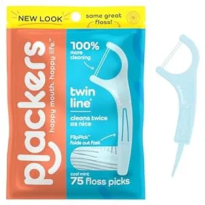 Plackers - Twin-Line Dental Flossers, 75 Count, Cool Mint Flavor
