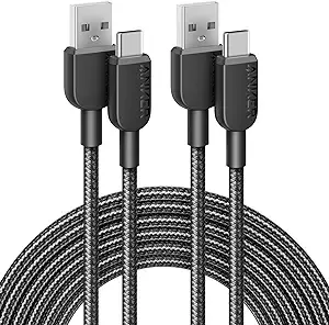 2-Pack 10' Anker USB-A to USB-C Cables (Black)