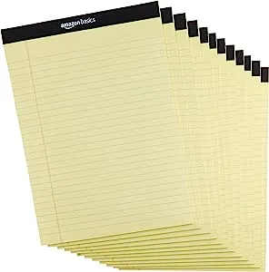 12-Pack 8.5" x 11.75" Amazon Basics 50 sheet Wide Ruled Lined Writing Note Pad (Canary or White) $9.78