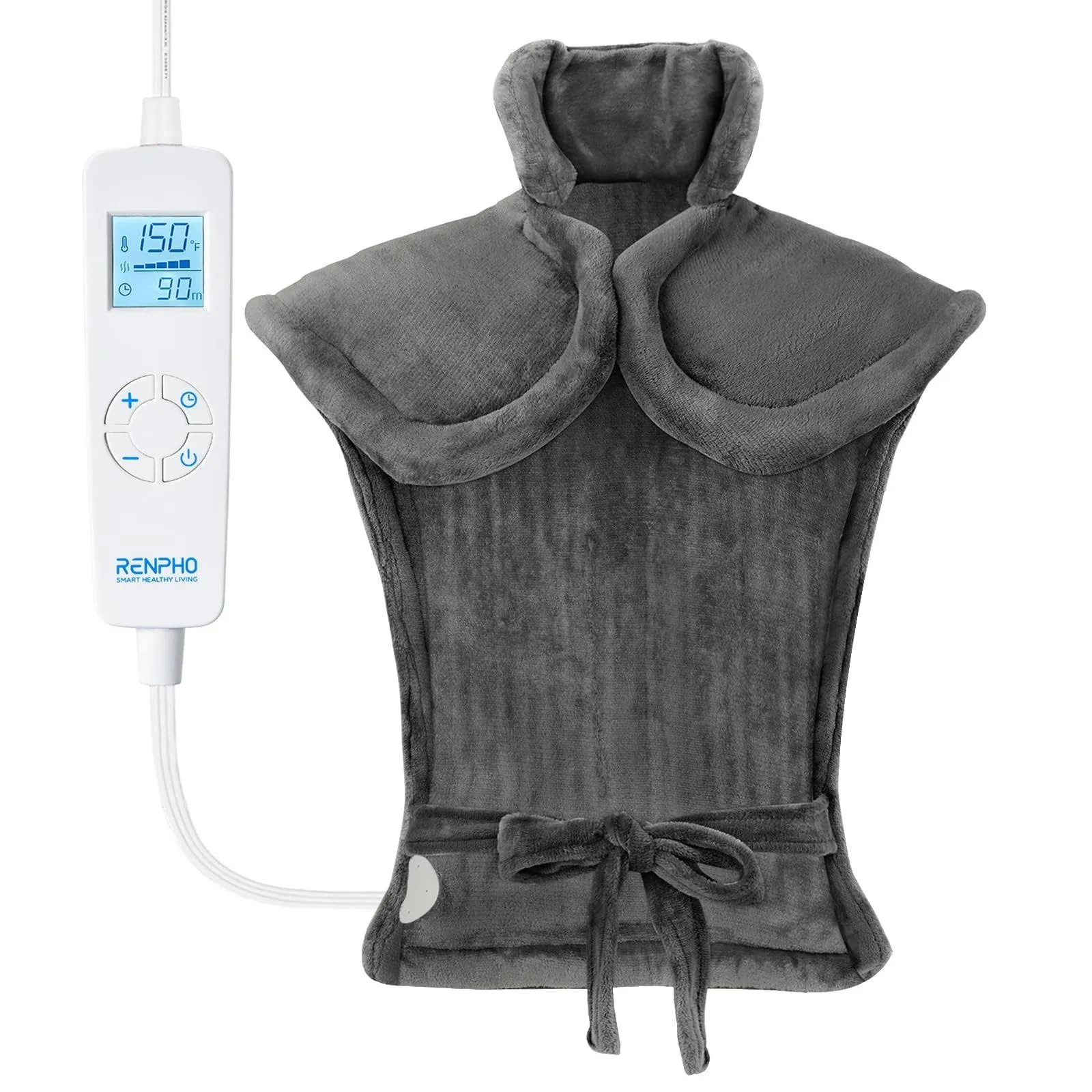 Electric Heating Pad for Back Pain Relief, RENPHO, FSA HSA Eligible, Heat Pad for Neck and shoulders, Fast Heating, 24"x33", ETL Certified, Gray $41.99