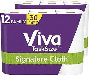 Viva Signature Cloth Paper Towels, Task Size - 12 Family Rolls (2 Packs of 6 Rolls)  30 Regular Rolls (143 Sheets Per Roll), 286 Count (Pack of 6)