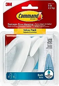 3-Count Command Water-Resistant Large Bath Towel Hook Value Pack $7.21 + Free Shipping w/ Prime or on $35+